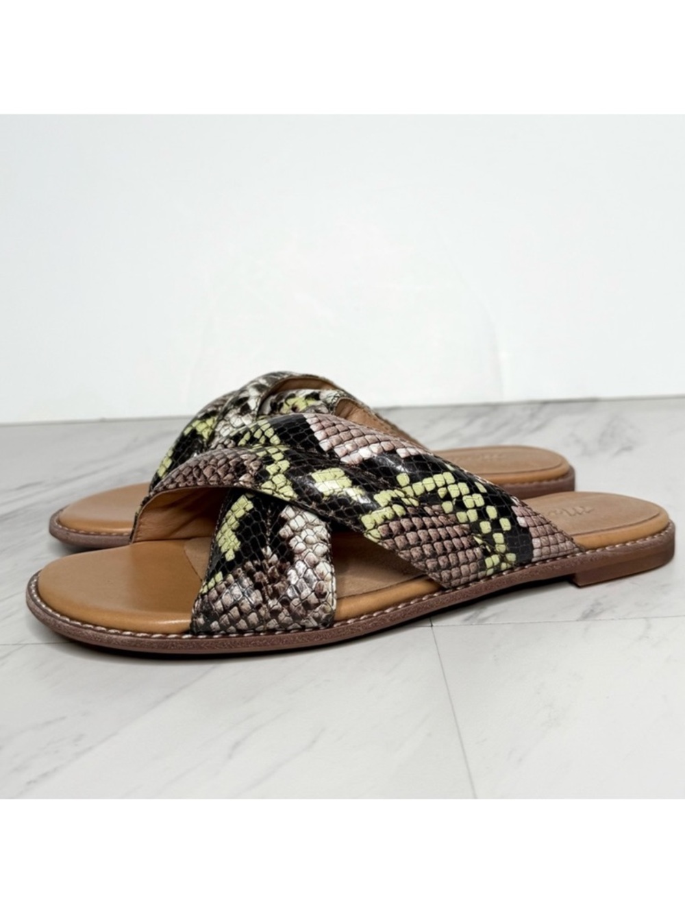 New! Madewell The Skylar Slide Snake Embossed Sandal 5 1/2
